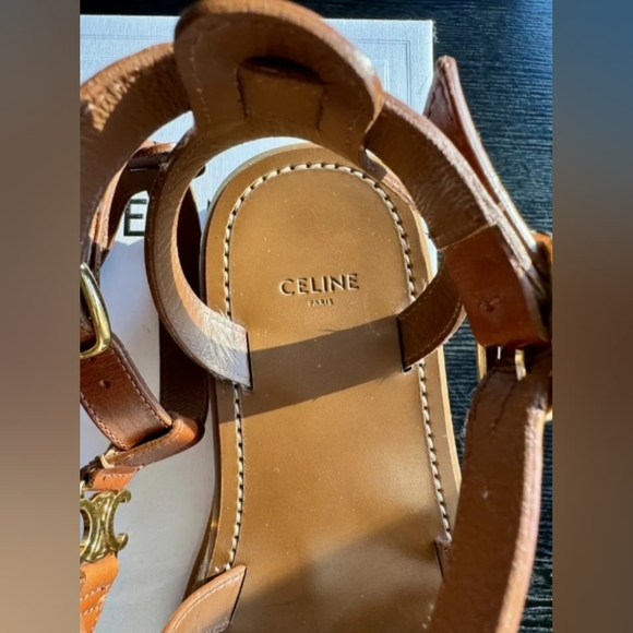 Celine Triomphe Leather Sandals - Picture 3 of 6